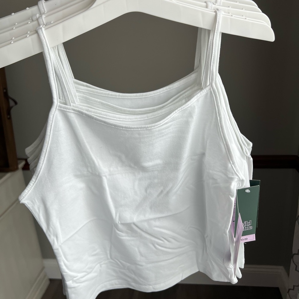 Set of 6 White Spaghetti Strap Top